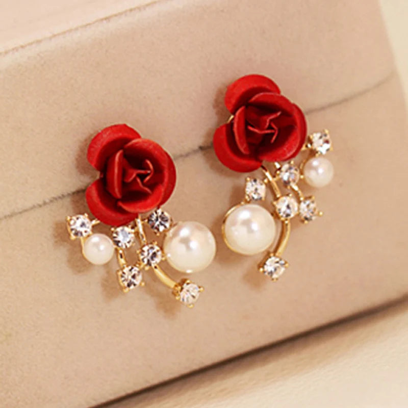 New Korean Flower Asymmetrical Dangle Earrings for Women Long Tassel Butterfly Imitation Pearl Cat Drop Earring Party Jewelry