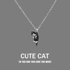 New Creative Cute Cartoon Cat Pendant Necklace For Women Multi Color Kitten Metal Chain Choker Couple Friendship Party Jewelry