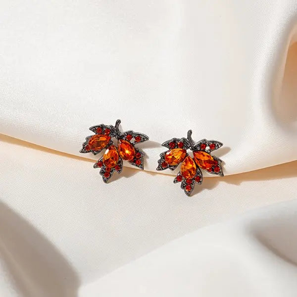 Zircon Maple Leaf Pendant Earring