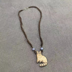 New Creative Cute Retro Cat Pendant Necklace For Women Retro Ethnic Style Kitten Star Beads Rope Chain Choker Party Jewelry Gift