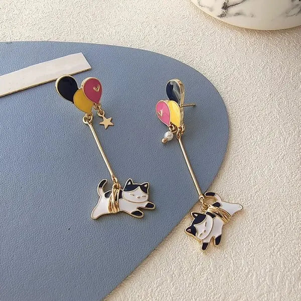 Exquisite Pearl Moon Asymmetric Water Drop Earrings For Women Korean Fashion Butterfly Flower Zircon Earring Wedding Jewelry