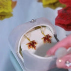 Zircon Maple Leaf Pendant Earring