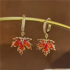 Zircon Maple Leaf Pendant Earring