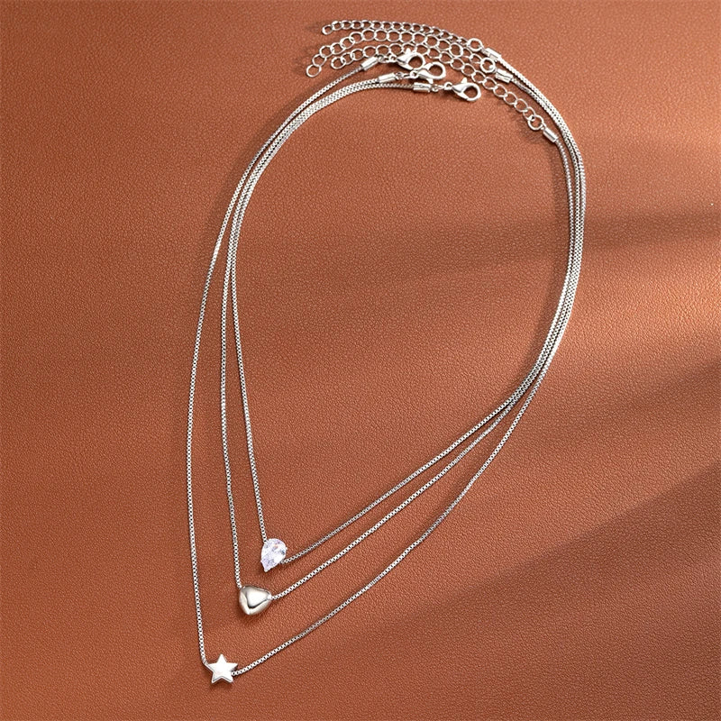 Classic Pendant Necklace for Women Micro Zircon Turkish Lucky Evil Eyes Palm Cross Pearl Multilayer Metal Chain Choker Jewelry