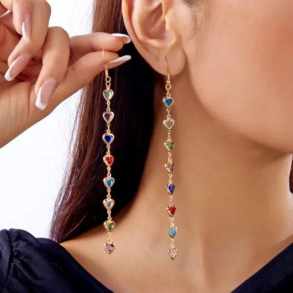 Green Shiny Zircon Flower Drop Earrings For Women Luxury Crystal Long Tassel Ear Line Hanging Earring Girls Wedding Jewelry Gift