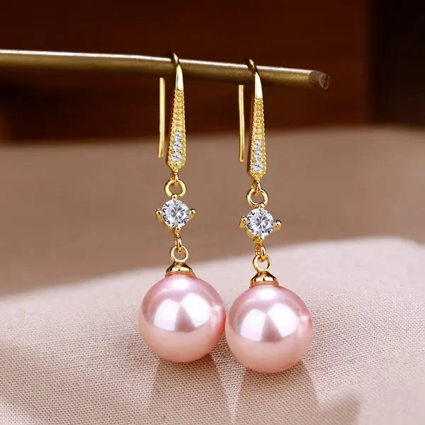 Korean Exquisite Imitation Pearl Tassel Drop Earring For Women Shiny  Zircon Flower Leaf Long Ear Line Geometric Earring Jewelry