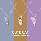 New Creative Cute Cartoon Cat Pendant Necklace For Women Multi Color Kitten Metal Chain Choker Couple Friendship Party Jewelry