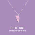 New Creative Cute Cartoon Cat Pendant Necklace For Women Multi Color Kitten Metal Chain Choker Couple Friendship Party Jewelry