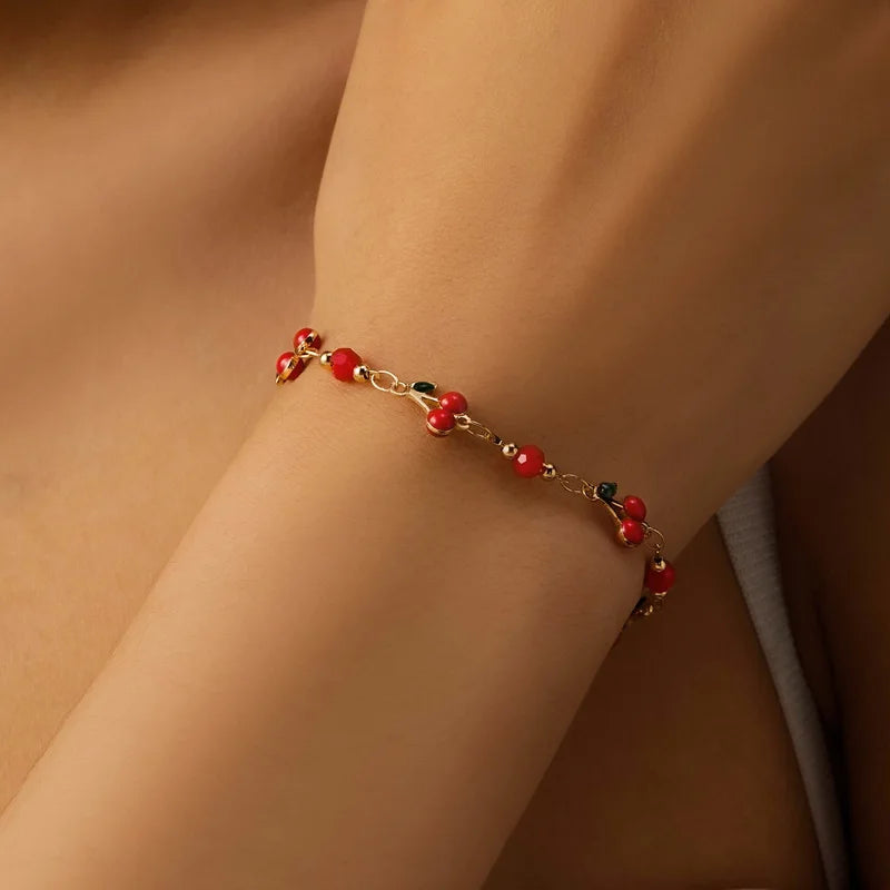 Korean Light Luxury Tulip Flower Bracelet For Women Shiny Zircon Opal Pearl Beaded Rose Adjustable Charm Bracelet Trendy Jewelry