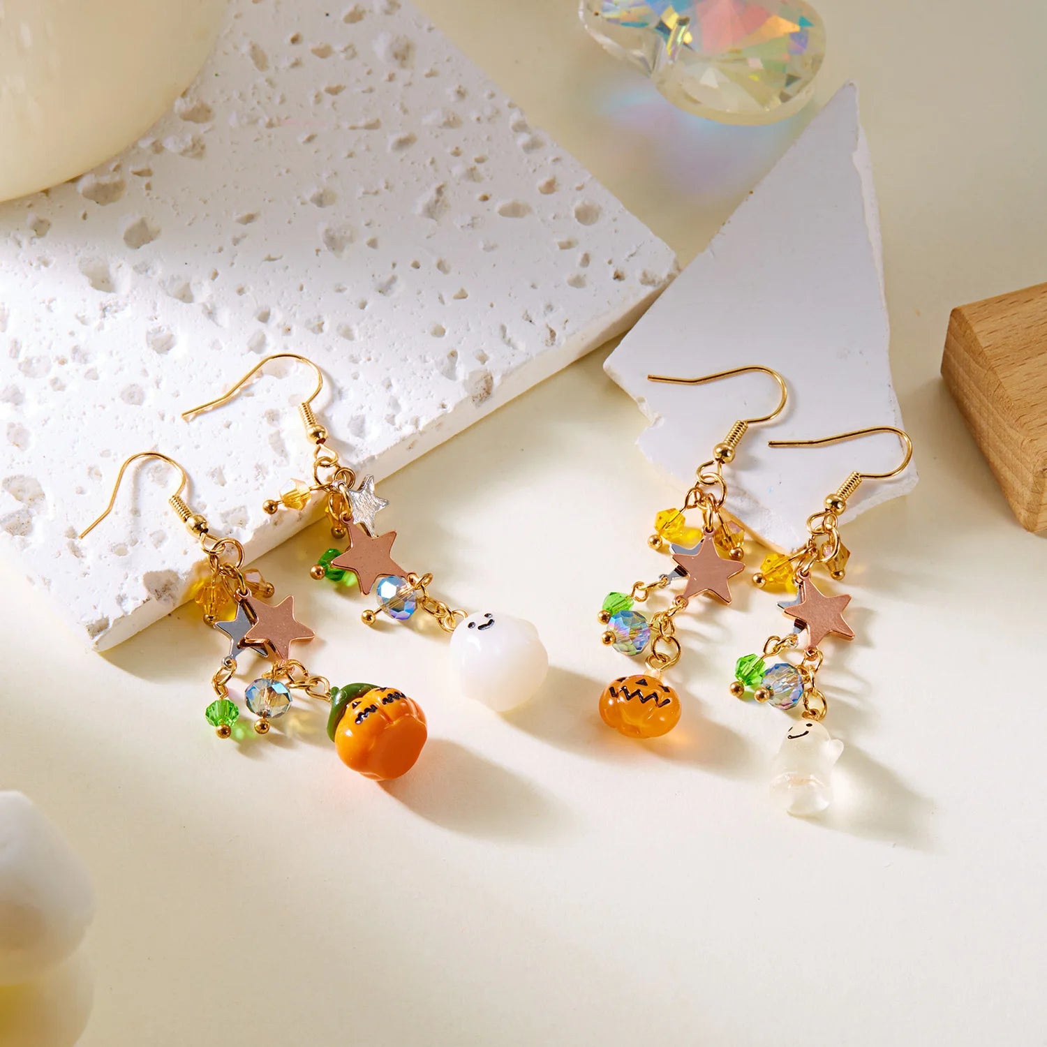 Cute Halloween Dangle Earrings for Women Cartoon Ghost Pumpkin Star Asymmetrical Long Tassel Earrings Party Statement Jewelry