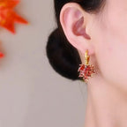 Zircon Maple Leaf Pendant Earring