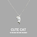New Creative Cute Cartoon Cat Pendant Necklace For Women Multi Color Kitten Metal Chain Choker Couple Friendship Party Jewelry